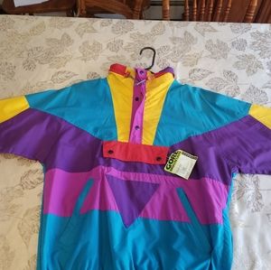 80’s neon geometric ski jacket